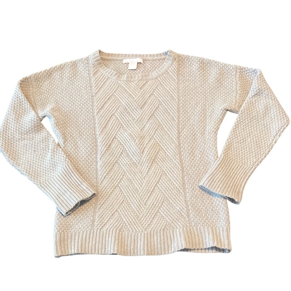 The Cashmere Project M Cable Knit Crewneck Sweater Rose Beige 100%‎ Cashmere